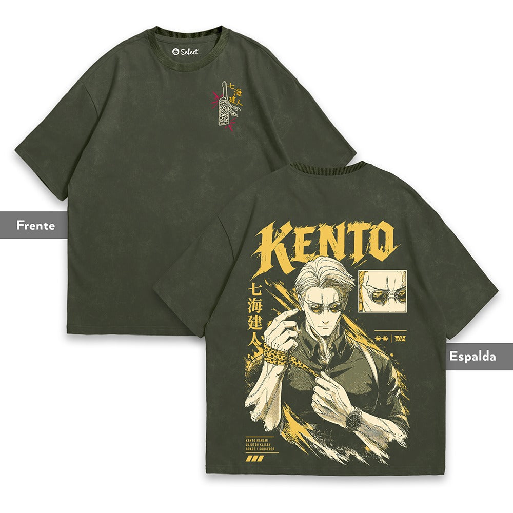 Camiseta Kento Nanami verde acid wash