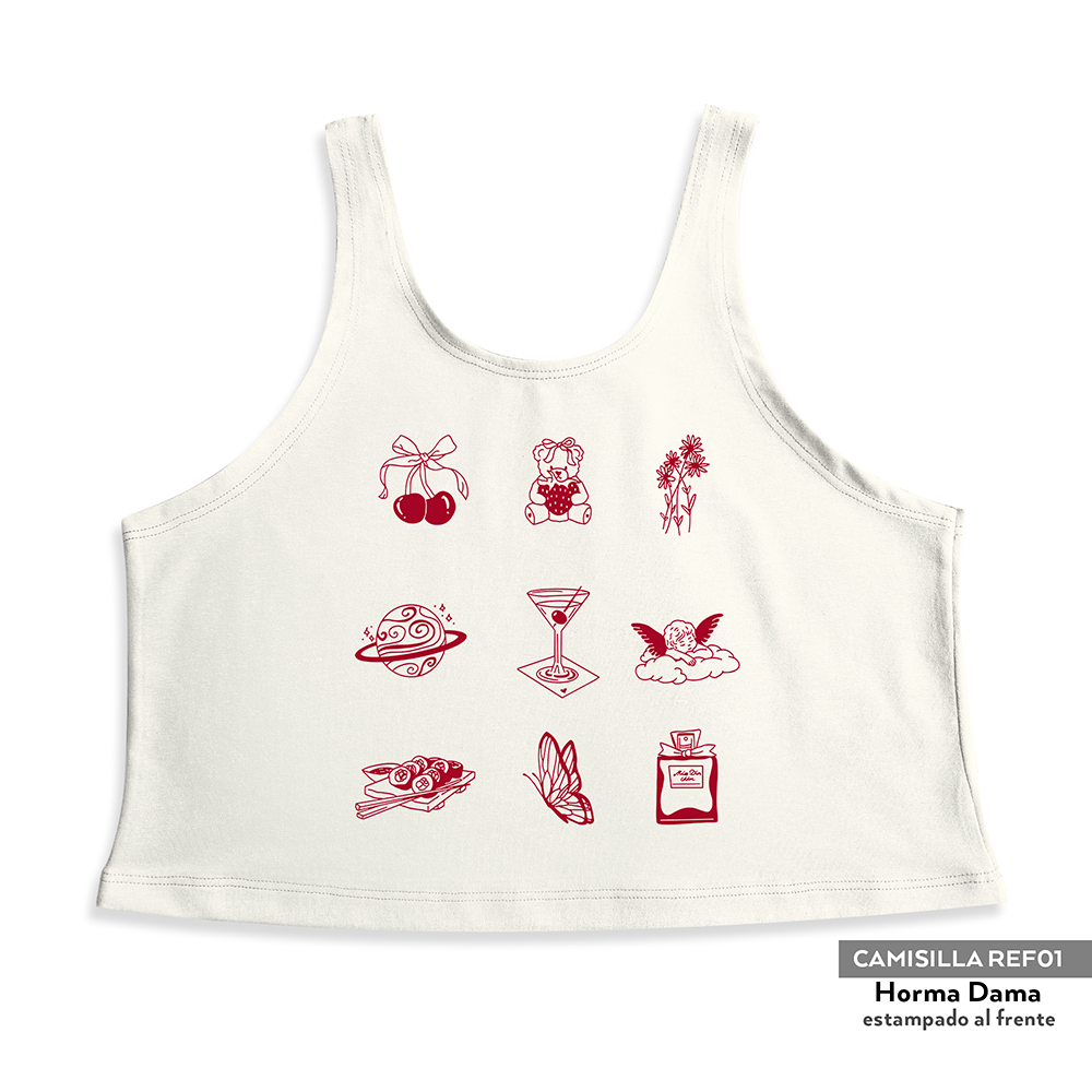 Camisilla Crop top Figuras red