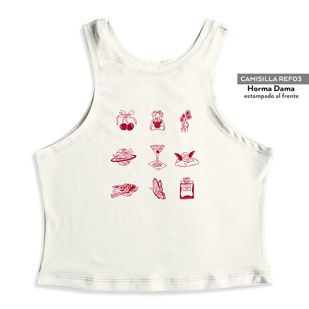 Camisilla Crop top Figuras red