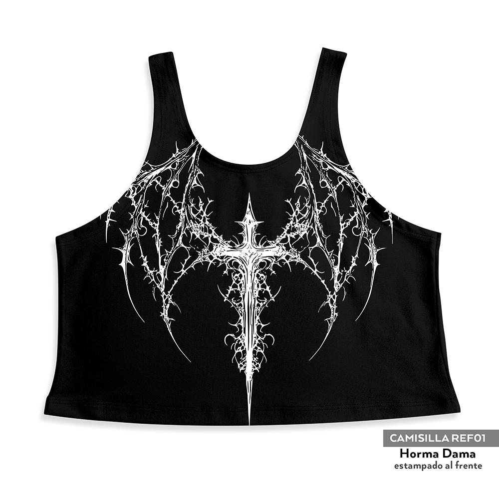 Camisilla Crop top esqueleto cruz