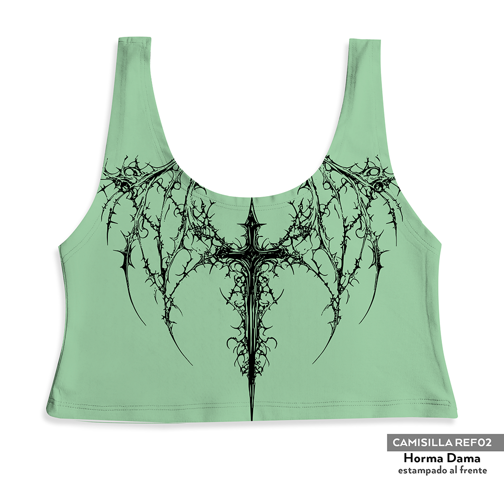 Camisilla Crop top esqueleto cruz