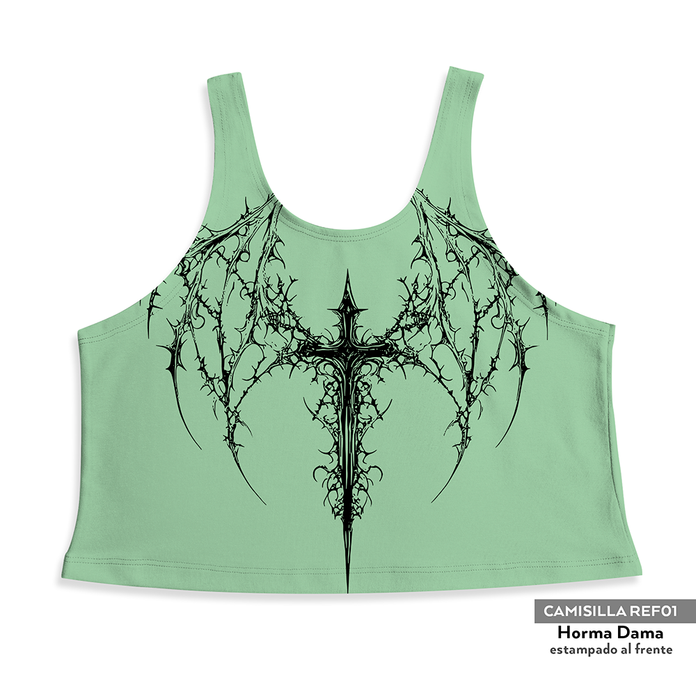 Camisilla Crop top esqueleto cruz