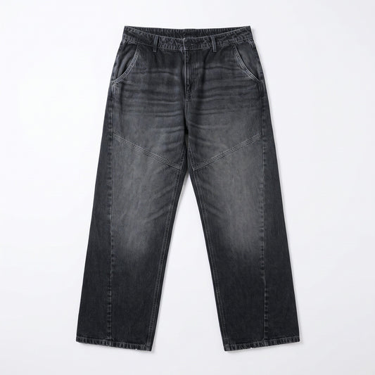 Baggy Denim Costuras Diagonales - frente