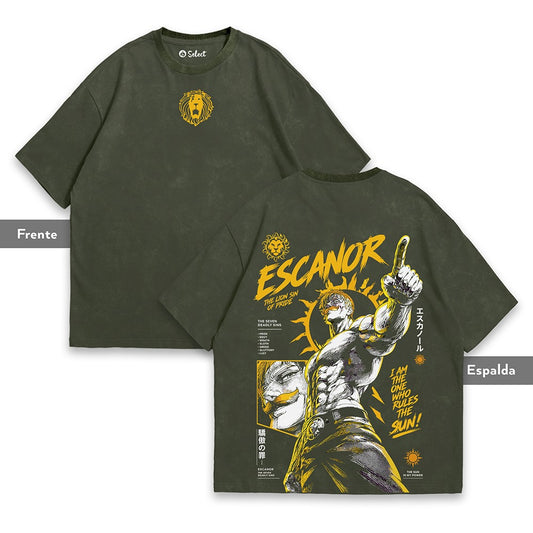 Camiseta Escanor verde acid wash