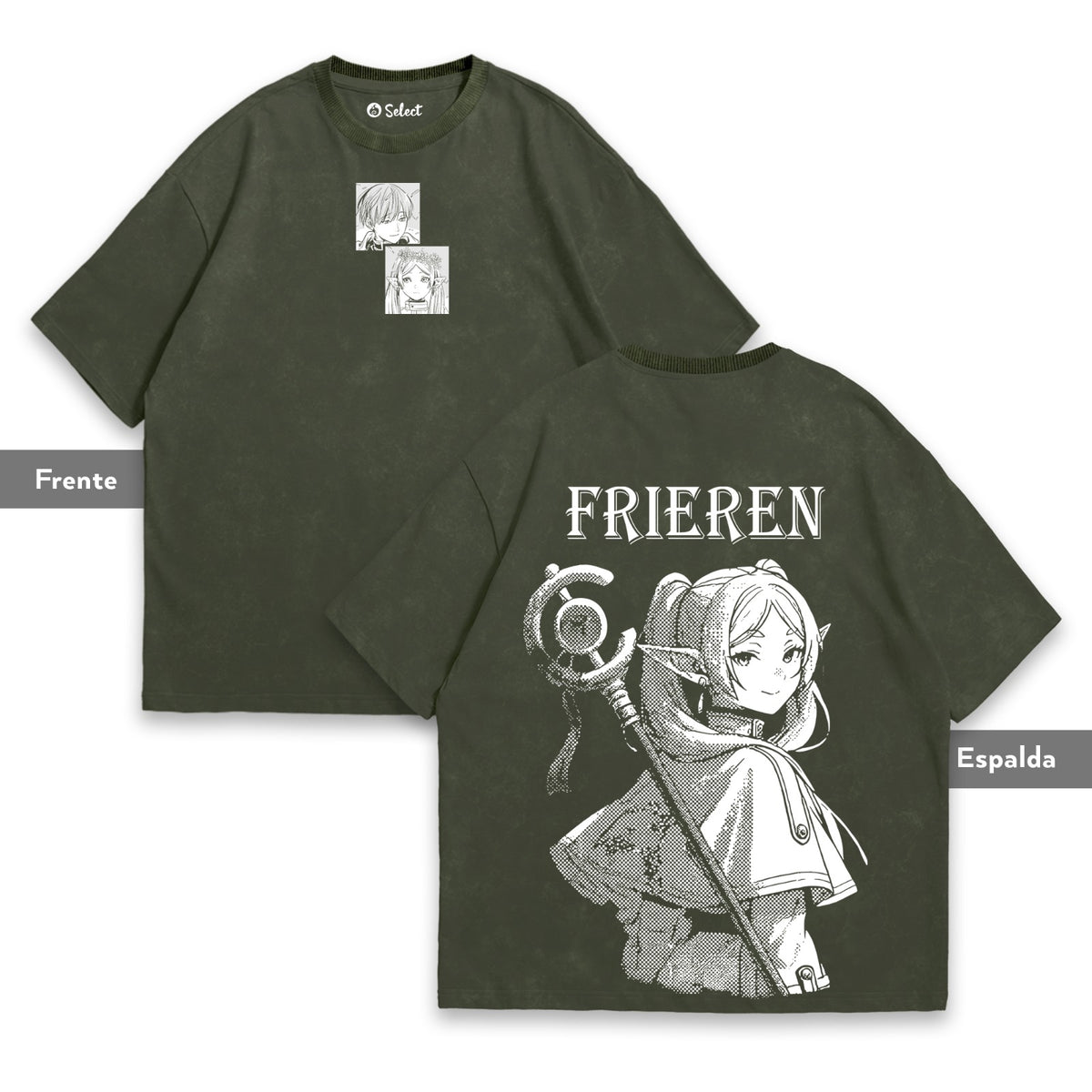Camiseta Frieren verde acid wash