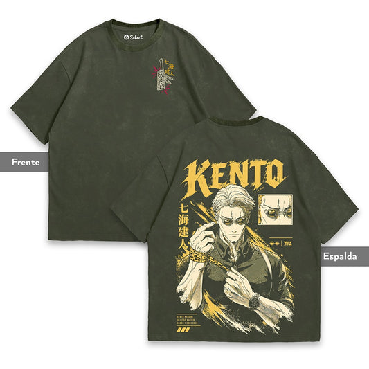 Camiseta Kento Nanami verde acid wash