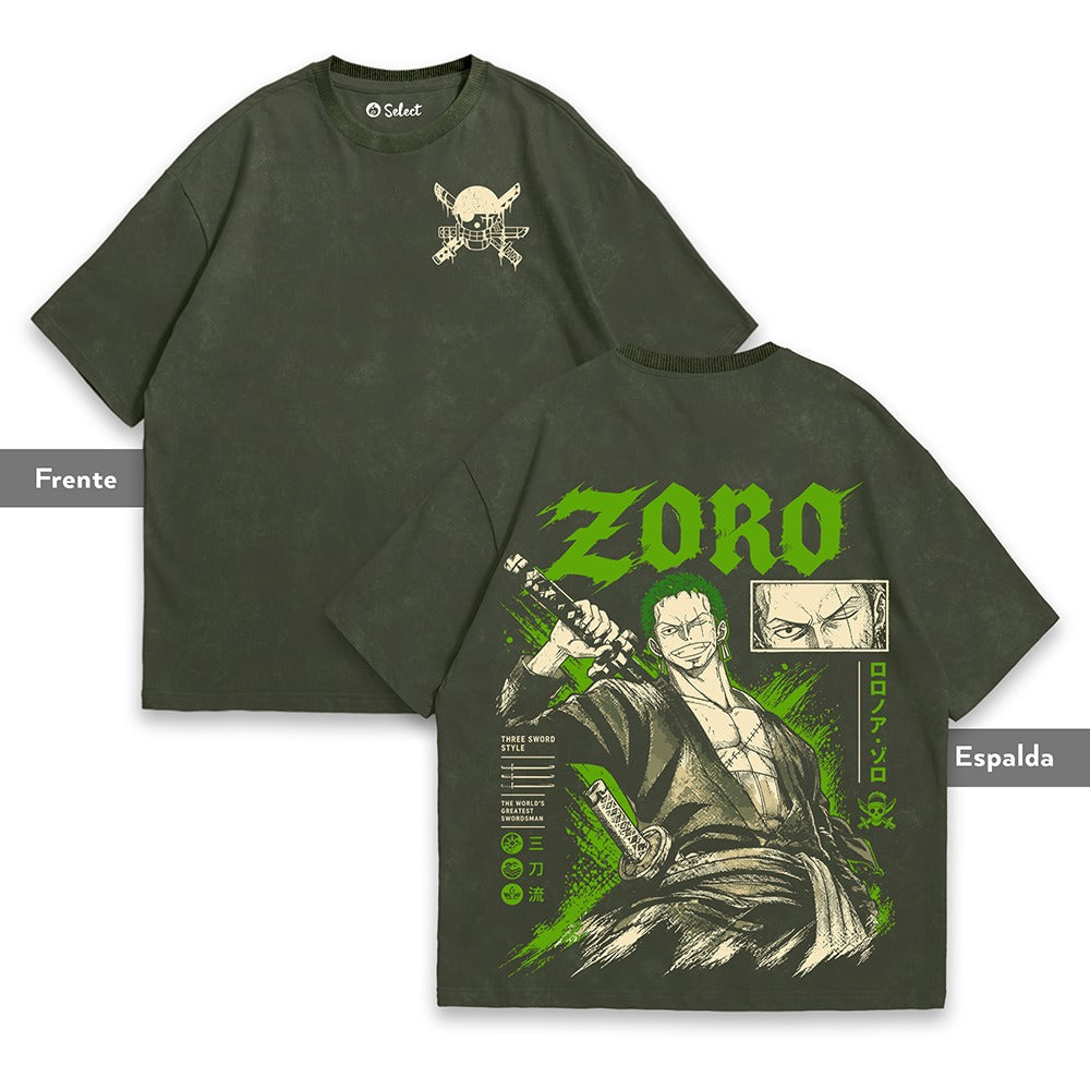Camiseta Zoro verde acid wash