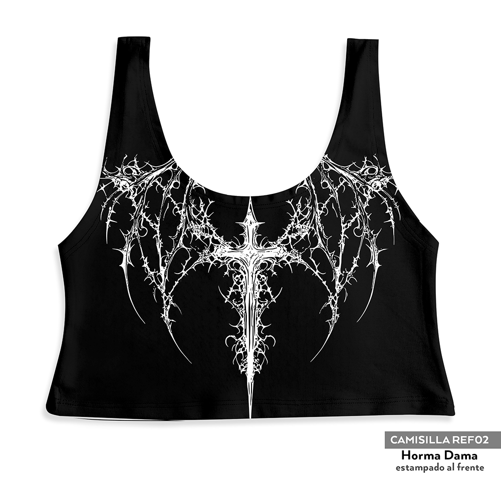 Camisilla Crop top esqueleto cruz