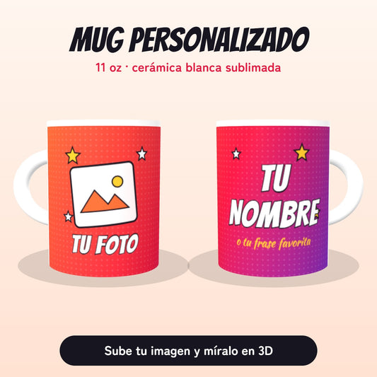 Mug personalizado 11 oz con tu foto y tu nombre